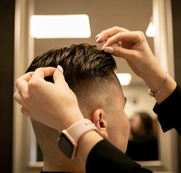 Finishing a short men’s hairstyle